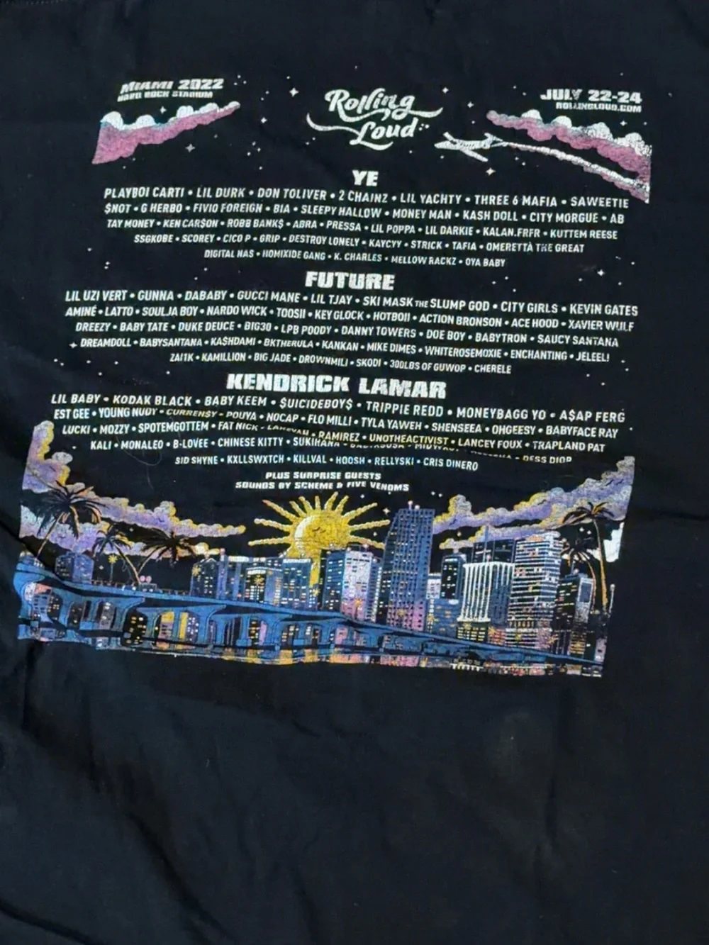 Rolling Loud 2022 Black Graphic Tee Sz Large